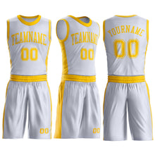Charger l'image dans la galerie, Custom White Gold Round Neck Suit Basketball Jersey
