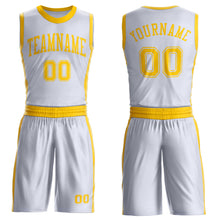 Charger l'image dans la galerie, Custom White Gold Round Neck Suit Basketball Jersey
