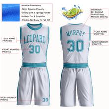 Laden Sie das Bild in den Galerie-Viewer, Custom White Teal Round Neck Suit Basketball Jersey
