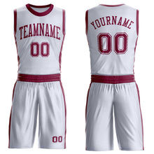 Charger l'image dans la galerie, Custom White Maroon Round Neck Suit Basketball Jersey
