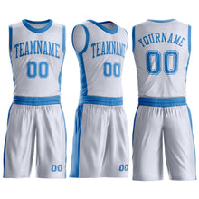 Load image into Gallery viewer, Custom White Blue Round Neck Suit Basketball Jersey
