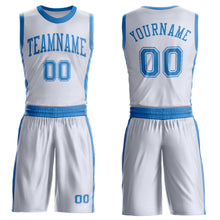 Load image into Gallery viewer, Custom White Blue Round Neck Suit Basketball Jersey
