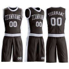 Laden Sie das Bild in den Galerie-Viewer, Custom Brown White Round Neck Suit Basketball Jersey
