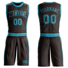 Загрузить изображение в средство просмотра галереи, Custom Brown Teal Round Neck Suit Basketball Jersey
