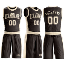 Laden Sie das Bild in den Galerie-Viewer, Custom Brown Cream Round Neck Suit Basketball Jersey
