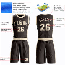 Laden Sie das Bild in den Galerie-Viewer, Custom Brown Cream Round Neck Suit Basketball Jersey
