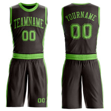 Laden Sie das Bild in den Galerie-Viewer, Custom Brown Neon Green Round Neck Suit Basketball Jersey
