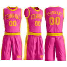 Загрузить изображение в средство просмотра галереи, Custom Pink Gold Round Neck Suit Basketball Jersey
