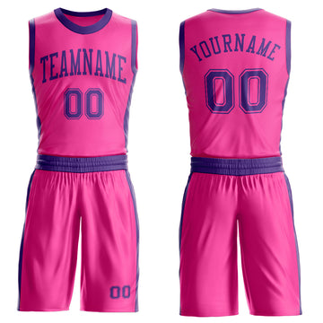 Custom Pink Purple Round Neck Suit Basketball Jersey
