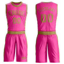 Загрузить изображение в средство просмотра галереи, Custom Pink Old Gold Round Neck Suit Basketball Jersey
