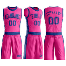 Загрузить изображение в средство просмотра галереи, Custom Pink Royal Round Neck Suit Basketball Jersey
