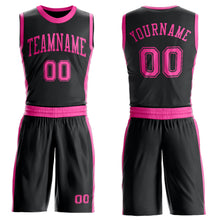 Laden Sie das Bild in den Galerie-Viewer, Custom Black Pink Round Neck Suit Basketball Jersey
