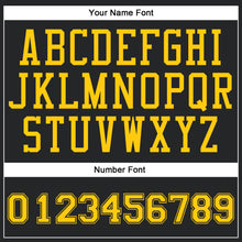 Load image into Gallery viewer, Custom Black Gold Round Neck Suit Basketball Jersey
