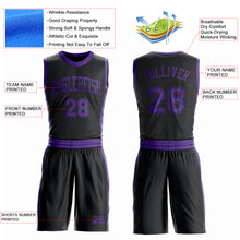Load image into Gallery viewer, Custom Black Purple Round Neck Suit Basketball Jersey

