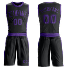 Load image into Gallery viewer, Custom Black Purple Round Neck Suit Basketball Jersey
