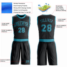 Charger l'image dans la galerie, Custom Black Teal Round Neck Suit Basketball Jersey
