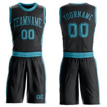 Charger l'image dans la galerie, Custom Black Teal Round Neck Suit Basketball Jersey
