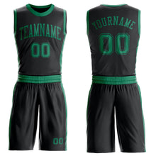 Laden Sie das Bild in den Galerie-Viewer, Custom Black Kelly Green Round Neck Suit Basketball Jersey
