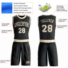 Laden Sie das Bild in den Galerie-Viewer, Custom Black Cream Round Neck Suit Basketball Jersey

