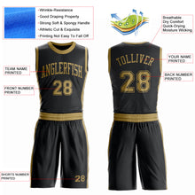 Laden Sie das Bild in den Galerie-Viewer, Custom Black Old Gold Round Neck Suit Basketball Jersey
