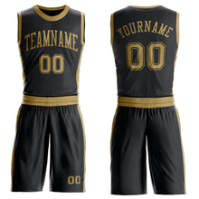 Laden Sie das Bild in den Galerie-Viewer, Custom Black Old Gold Round Neck Suit Basketball Jersey
