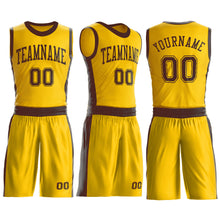Load image into Gallery viewer, Custom Gold Brown Round Neck Suit Basketball Jersey

