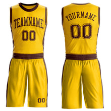 Load image into Gallery viewer, Custom Gold Brown Round Neck Suit Basketball Jersey
