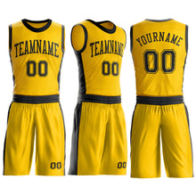 Laden Sie das Bild in den Galerie-Viewer, Custom Gold Black Round Neck Suit Basketball Jersey
