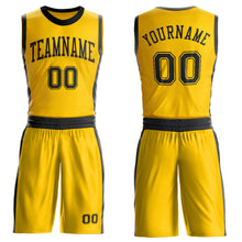 Laden Sie das Bild in den Galerie-Viewer, Custom Gold Black Round Neck Suit Basketball Jersey
