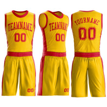 Laden Sie das Bild in den Galerie-Viewer, Custom Gold Red Round Neck Suit Basketball Jersey
