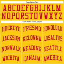 Laden Sie das Bild in den Galerie-Viewer, Custom Gold Red Round Neck Suit Basketball Jersey

