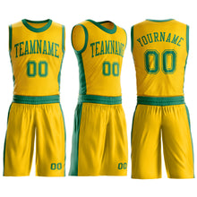 Laden Sie das Bild in den Galerie-Viewer, Custom Gold Kelly Green Round Neck Suit Basketball Jersey
