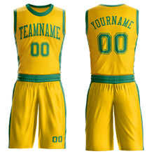 Laden Sie das Bild in den Galerie-Viewer, Custom Gold Kelly Green Round Neck Suit Basketball Jersey
