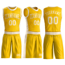 Load image into Gallery viewer, Custom Gold Cream Round Neck Suit Basketball Jersey
