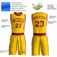 Laden Sie das Bild in den Galerie-Viewer, Custom Gold Maroon Round Neck Suit Basketball Jersey
