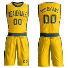 Загрузить изображение в средство просмотра галереи, Custom Gold Green Round Neck Suit Basketball Jersey
