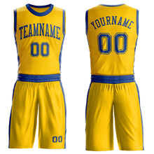 Laden Sie das Bild in den Galerie-Viewer, Custom Gold Royal Round Neck Suit Basketball Jersey
