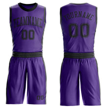 Load image into Gallery viewer, Custom Purple Black Round Neck Suit Basketball Jersey
