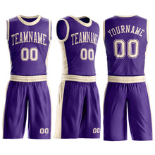 Загрузить изображение в средство просмотра галереи, Custom Purple Cream Round Neck Suit Basketball Jersey
