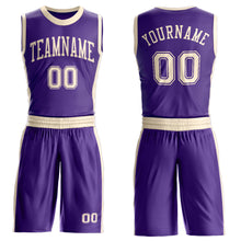 Загрузить изображение в средство просмотра галереи, Custom Purple Cream Round Neck Suit Basketball Jersey
