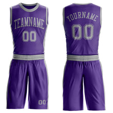 Load image into Gallery viewer, Custom Purple Gray Round Neck Suit Basketball Jersey
