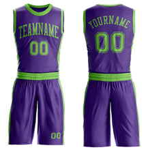 Laden Sie das Bild in den Galerie-Viewer, Custom Purple Neon Green Round Neck Suit Basketball Jersey
