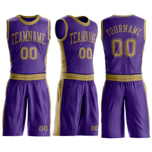 Charger l'image dans la galerie, Custom Purple Old Gold Round Neck Suit Basketball Jersey
