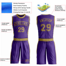 Charger l'image dans la galerie, Custom Purple Old Gold Round Neck Suit Basketball Jersey
