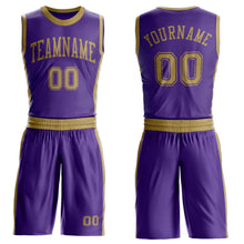 Charger l'image dans la galerie, Custom Purple Old Gold Round Neck Suit Basketball Jersey
