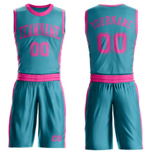 Laden Sie das Bild in den Galerie-Viewer, Custom Teal Pink Round Neck Suit Basketball Jersey
