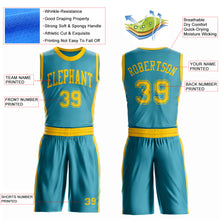 Laden Sie das Bild in den Galerie-Viewer, Custom Teal Gold Round Neck Suit Basketball Jersey
