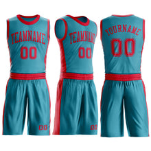 Загрузить изображение в средство просмотра галереи, Custom Teal Red Round Neck Suit Basketball Jersey
