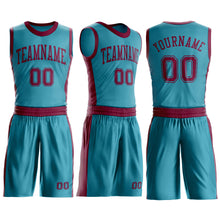 Загрузить изображение в средство просмотра галереи, Custom Teal Maroon Round Neck Suit Basketball Jersey
