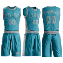 Laden Sie das Bild in den Galerie-Viewer, Custom Teal Gray Round Neck Suit Basketball Jersey

